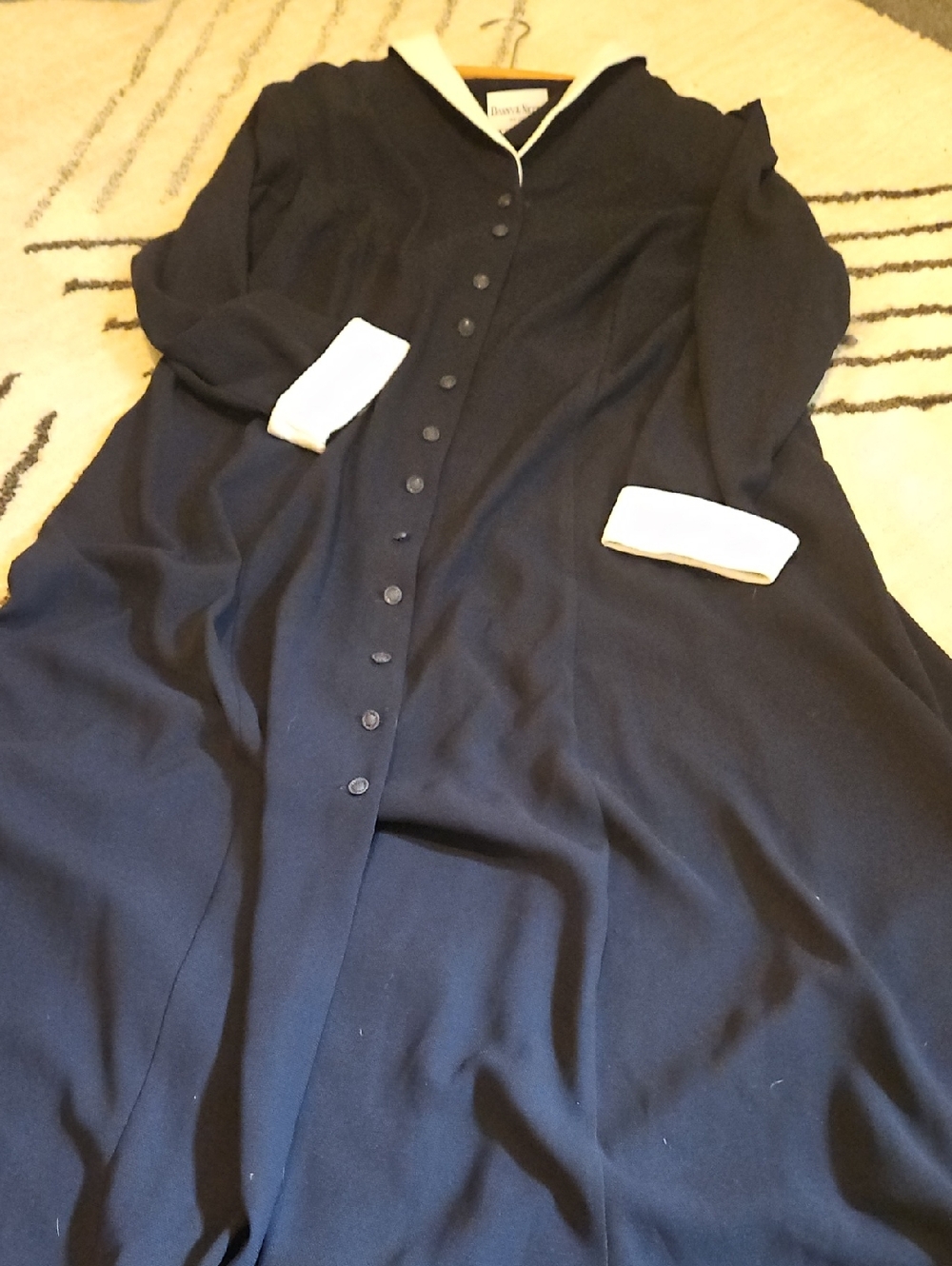 Danny & Nicole Dark Navy Dress with White Trim